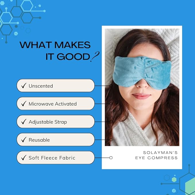 Solayman's Moist Heat Eye Compress | Microwave Activated for Dry, Irritated Eyes - Unscented Blue