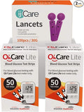 Oh’Care Lite Blood Sugar Testing Monitor – Glucose Test Strips and Lancets for for Blood Testing – Accurate and Affordable Diabetic Supplies (100 Strips + 100 Lancets)