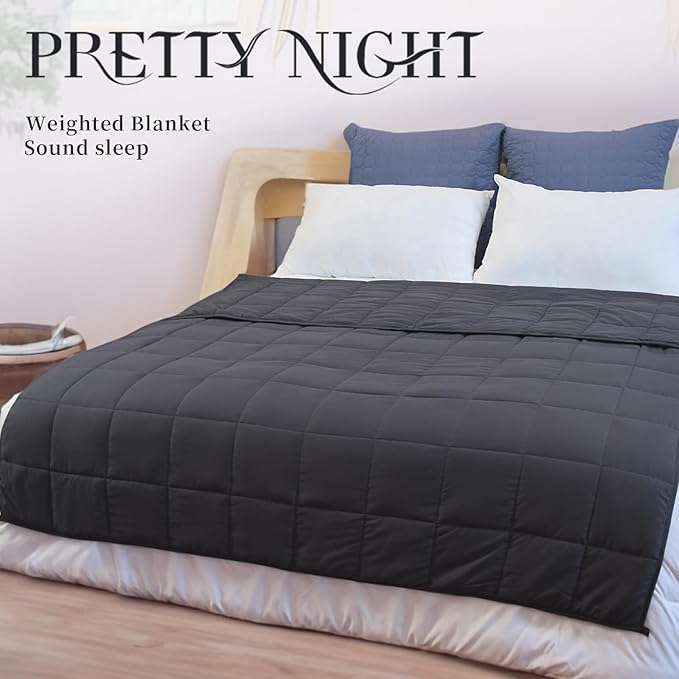 Weighted Blanket 12lbs Twin Size Dark Grey 48"x72"for Adults Heavy Blanket are Comfortable and Cozy