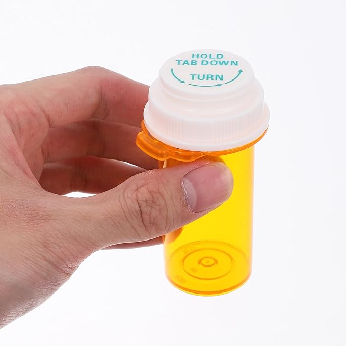 Beaupretty 10Pcs Travel Pill Bottle Organizer with Child Resistant Caps Small Plastic Medicine Containers Portable Pill Case Storage Box