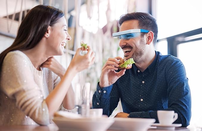 Light Therapy Glasses, Blue-White UV-Free Light Therapy Lamp, Portable Daylight Lamp, Wearable Sunlight Lamp, Boost Energy, Relief for Sleep Problems, Jet Lag, Equivalent to 10000 Lux