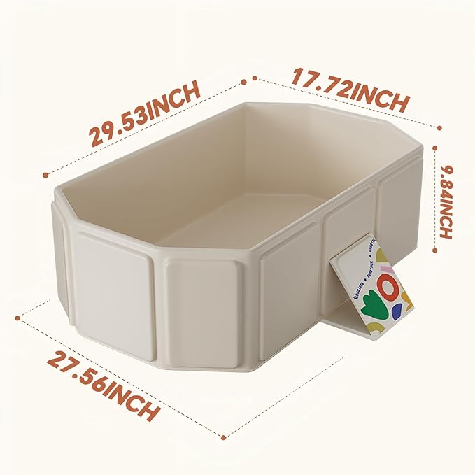 Foldable Kids Bathtub, Portable Baby Bathtub for Newborns to Toddlers, Collapsible Toddler Bath Tub for Shower & Travel, Infant Bath Tub with Non-Slip Base, Space Saving, White