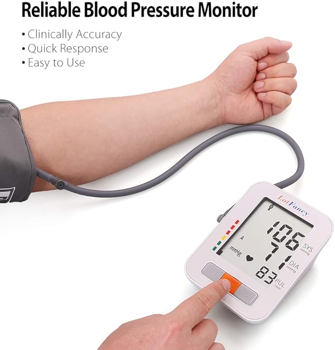 LotFancy Blood Pressure Monitor for Home Use, Digital Sphygmomanometer, 180-Readings Upper Arm Medium Cuff (9-13")
