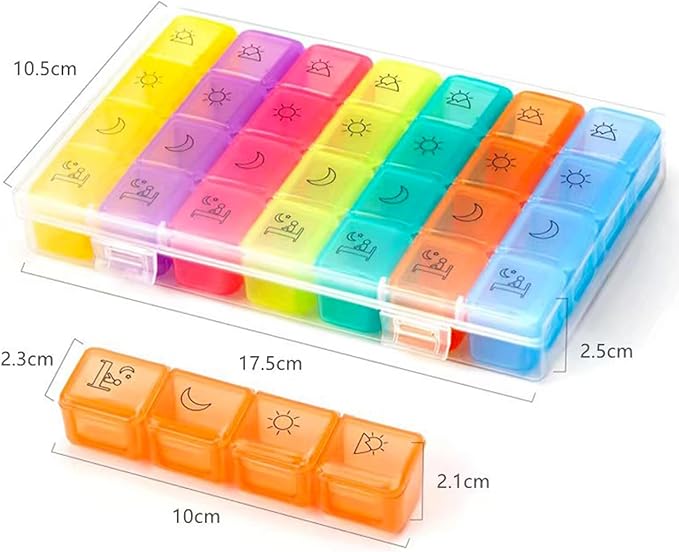 Weekly 7 Day Pill Organizer, Travel Pill Box, Pill case, Medicine Organizer, Pill Container, Pillbox 7 Day, Pill Dispenser, Medication Organizer, Pill Organizer Weekly
