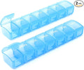 2 PCS Small Weekly Pill Organizer 7 Days,Pocket Daily Pill Case, Daily Planner, Pill Box for Pills/Vitamin/Fish Oil/Supplements (Blue)