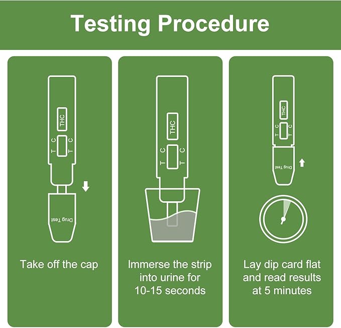 THC Drug Test Kit –5 THC Test Strips for Urine – Fast & Accurate Marijuana Detection for Home or Workplace – Easy to Use, Results in 5 Minutes