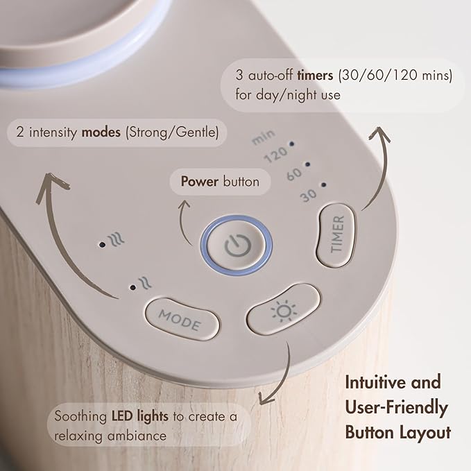 ZMARKRAFT® Waterless Essential Oil Diffuser w Solid Wood Cover 3 Timers 2 Mist Modes, Auto-Off Quiet Dual Fluid Aroma Diffuser, Portable Waterless Scent Diffuser w Lights, Room Decor Aromatherapy Gift