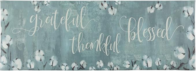 J&V TEXTILES Kitchen Mat Cushioned Anti Fatigue Floor Mat,19.6"x55", Thick Non Slip Waterproof Kitchen Rugs and Mats,Floor,Home,Office,Desk,Sink,Laundry (Grateful Thankful Blessed)