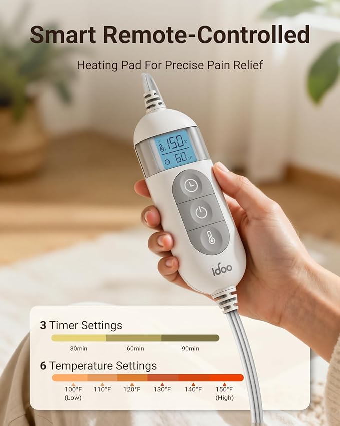 iDOO Electric Heating Pad for Back, FSA Eligible Items, Birthday Mothers Day Gifts for Mom Women, Weighted Large Heat Pad 24"x33" for Neck & Shoulders Pain Relief, 5 Heat & 4 Timer Settings