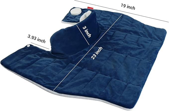 Comfytemp Heating Pad for Neck and Shoulders and Back, 2.6lb Weighted Electric Heating Pads, Large Heated Wrap, 9 Heat Settings & 11 Timer, Valentines Birthday Gifts for Women Men Mom Dad, Dark Blue