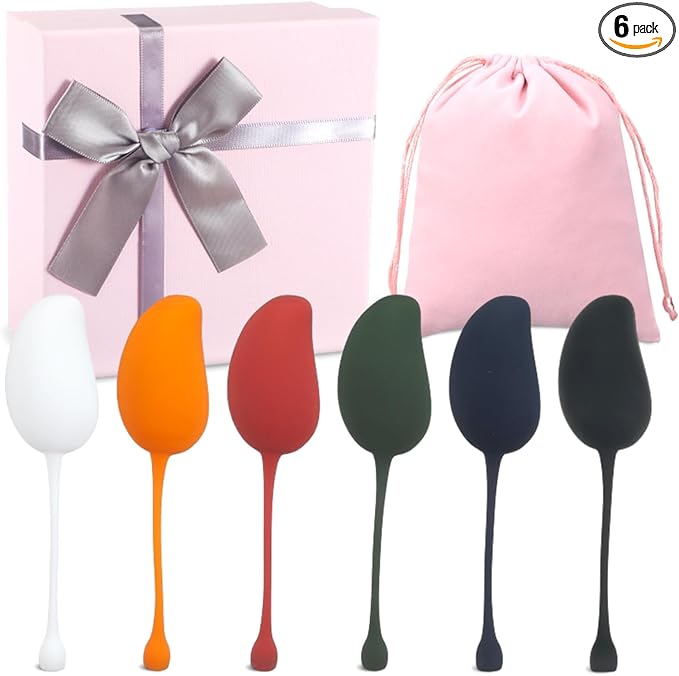 Geiserailie 6 Pcs Pelvic Floor Exercise Trainer Pelvic Floor Muscle Strengthening Weights 6 Different Weights Tightening Strengthen Bladder Training Kit for Women Beginners Advanced
