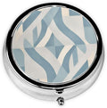 Metal Pill Organizer - 3-Compartment Mini Round Pill Case for Pocket & Purse, Portable Vitamin Holder, Easy-Open Design for Travel - Abstract Geometry