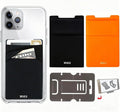 RFID Blocking Phone Card Wallet,Pocket Credit Card ID Case Pouch Sleeve for iPhone Smartphones(Black Orange)-2PC