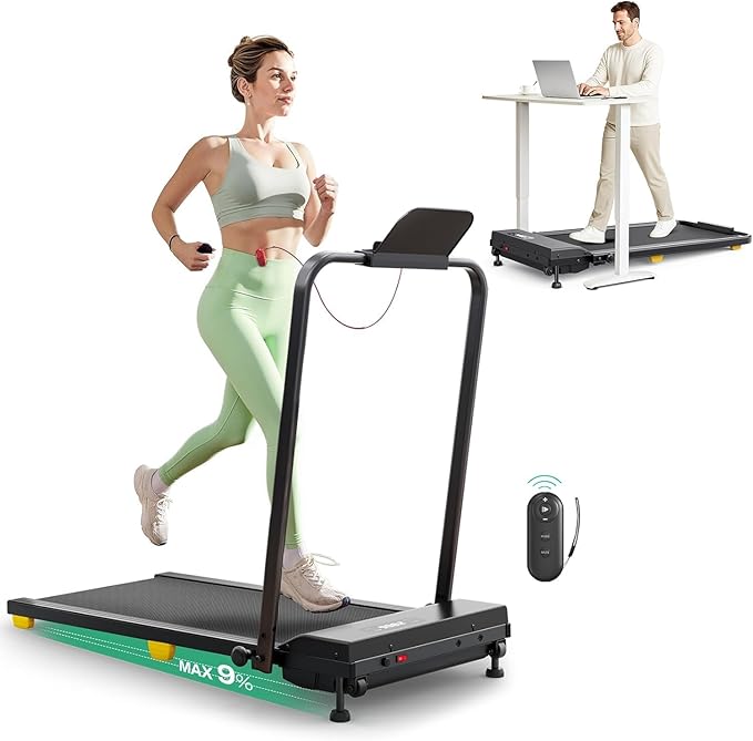 UREVO Walking Pad with Incline, Portable Under Desk Treadmill, 2.5 HP Walking Treadmill Pad for Home and Office, Walking Jogging Running Machine with Remote Control and LED Display