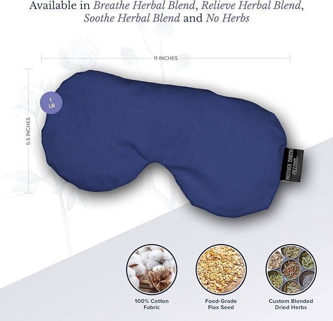 Mother Earth Pillows Sinus Flax Pillow for Natural Relief (Royal Blue - Breathe Herbal Blend)