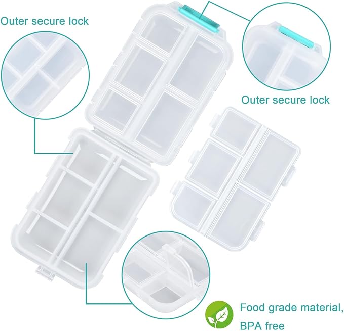 1Pack Pill Organizer with 189 Medicine Labels Travel Daily Pill Container Mini Medication Organizer Storage Pill Organizer Pill Case 7 Day Pill Organizer