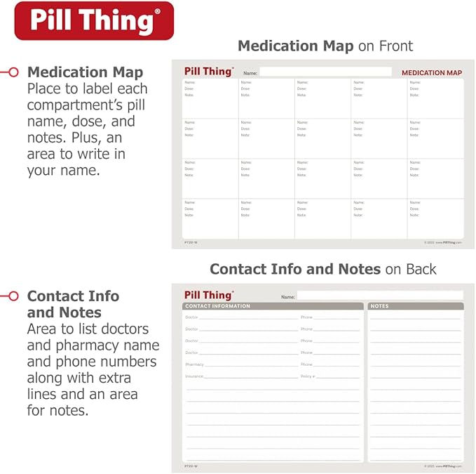 Pill Thing Large Monthly Pill Organizer with Built-in Handle - Medicine Organizer Pill Case with Deep Compartments and Airtight lid - Travel Pill Box