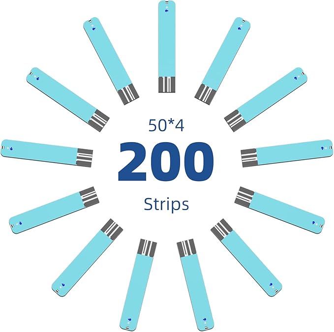 Metene TD-4116 Blood Glucose Test Strips, 200 Count Test Strips for Diabetes, Use with metene TD-4116 and metene S Blood Glucose Monitor Only(No Monitor)