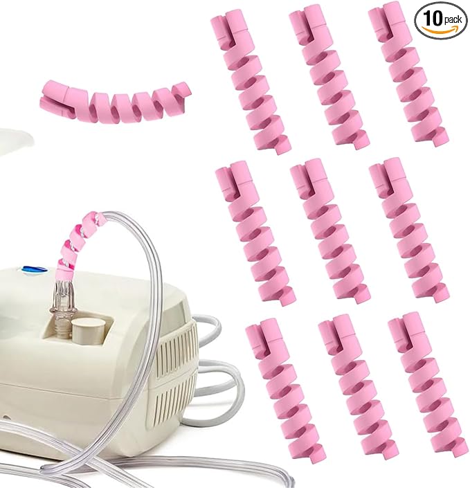 10 Pack Oxygen Tube Support Crimp Straightener for Oxygen Hose Keep Oxygen Hose from Kinking, for Portable Oxygen Concentrator Oxygen Hose Nasal Cannula（Pink）