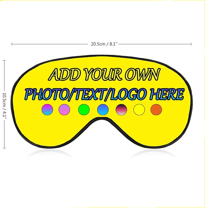 Personalized Eye Mask, Custom Eyeshade Blindfold Add Your Design Image Text Customized Eye Cover with Adjustable Strap for Sleeping Travel Work Naps Blocks Light, Bright Yellow