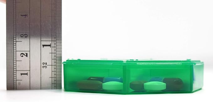 Pillthing Weekly 7 Sided Pill Organzier 3 pack 1 each of Blue Green Purple. Small Pill Box for Travel with Medical Alert Card