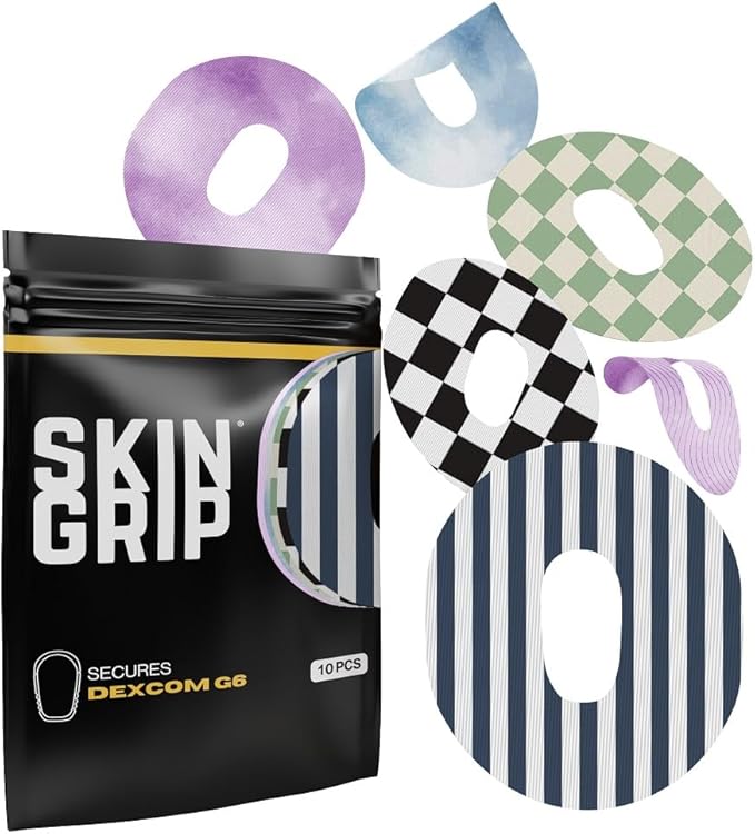 Skin Grip Adhesive Patch Compatible with Dexcom G6 Adhesive Patches Waterproof & Sweatproof with Cutout, Lasts 10-14 Days, Continuous Glucose Monitor Patch, CGM Sensor Cover – 10 Pack, Classic Pack