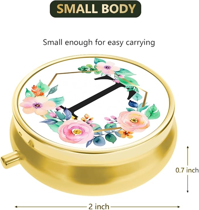 Small Pill Box for Purse Pocket, Personalized Small Pill Case 3 Compartment, Monogrammed Cute Pill Organizer, Gift for Women Teen Girls, Travel Mini Jewelry Box,Earring Holder Organizer