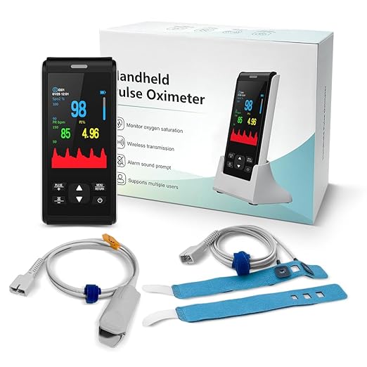 Pulse Oximeter Fingertip Infant Pulse Oximeter Overnight for Kids Handheld Blood Oxygen Saturation Monitor for SpO2 and Pulse Rate Continuous Infant Monitoring Baby Oxygen Monitor & Adult Finger Spot