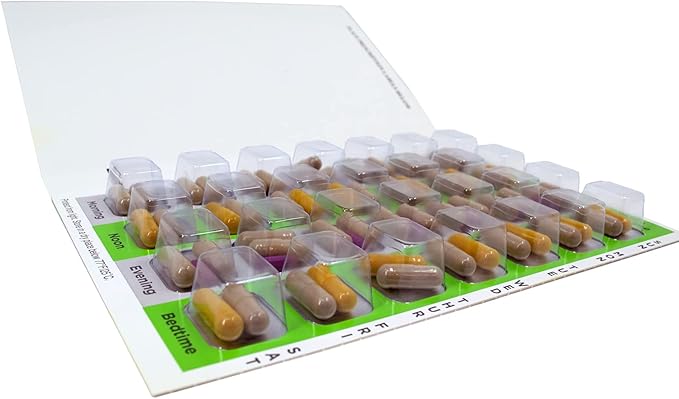 4 Times a Day Weekly XL Cold Seal Pill Blister Book, Updated Sturdier Blisters, Label Area, Professional-Grade Medication Packaging System, No Equipment Needed (4X a Day Weekly - 100 Pack)