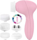 Facial Cleansing Brush Face Scrubber Exfoliating Cleaning Skin Care Cleanser Wash Women Girls Electric Beauty Powered Exfoliator Skincare Spin Tools Scrub Washer Self Care by VISOFO (Rose Quartz)