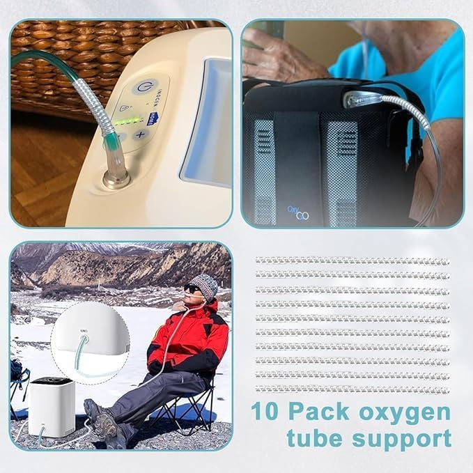 10 Pack Oxygen Tube Support Crimp Straightener Oxygen Tubing Accessories for Portable Oxygen Concentrator Oxygen Hose Nasal Cannula White