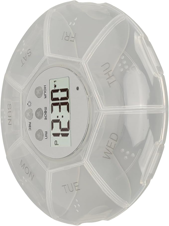 Smart Box, Reminder Medication Organizer with Recording Playback Function, Easily Organizes, for The Elderly, Blind Person (White)
