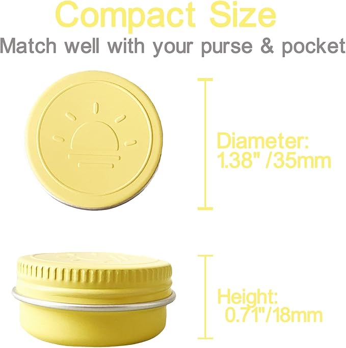 Extra Small Single Pill Box for Purse (3 Pack), Aluminum Screw Top Pill Container, 3 Times a Day Portable Waterproof Single Pill Case for Vitamins, Fish Oils, Supplements (Light Yellow)
