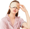 100% Mulberry Silk Sleep Mask for Women/Men Airplane Travel, Pure 22 Momme Silk Eye Mask Blackout for Sleeping, Ajustable, Luxury, Anti Wrinkle, Anti Aging Silk Blindfold, Made in USA (Champagne)
