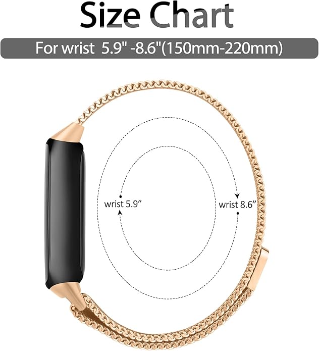 Oumida Mesh Metal Band Compatible with Fitbit Luxe Band, Stainless Steel Adjustable Loop Strap Women Men Replacement Bands for Luxe Health &-Fitness-Tracker