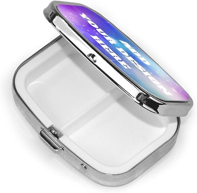Custom Personalized Pill Case Storage for Pocket, Purse and Travel, Create Your Own Three Compartment Pill Box, Square Size 2 Inch