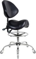 Saddle Stool with Wheels,Ergonomic Swivel Rolling Height Adjustable for Salon Beauty Clinic Dentist Tattoo Home Office（Black）