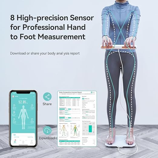Fitdays Smart Scale for Body Weight and Fat Percentage FSA&HSA Eligible, 8-Electrode Digital Bathroom Scale with BMI, Body Fat & Muscle Mass to 28 Body Composition and Printable Body Analysis Report