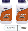 NOW Foods Supplements, L-Lysine (L-Lysine Hydrochloride) 1,000 mg | Double Strength, Amino Acid | 250 Tablets - Pack of 2 with Pill Organizer