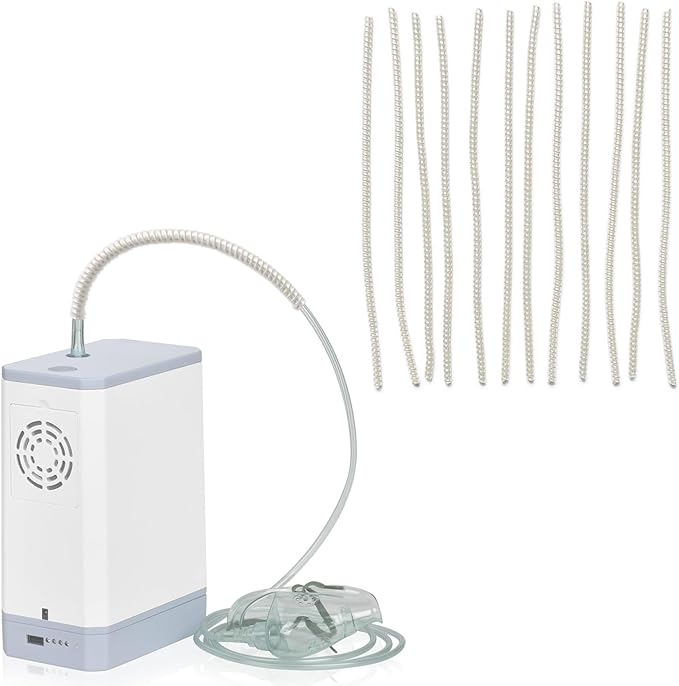 12 Pack Oxygen Tubing Support Crimp Straightener, Keeps Hose Straight - Prevents Kinking Retractable Oxygen Tube Protector for Portable Oxygen Concentrator, Oxygen Tank, Nasal Cannula, Gold