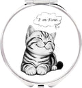 Small Pill Box 3 Detachable Compartments Pill Case with Mirror 2.4inches Pocket Round Medicine Organizer, Mini Portable Pill Organizer for Pocket Purse& Travel Convenience-Cute Black White Lovely Cat