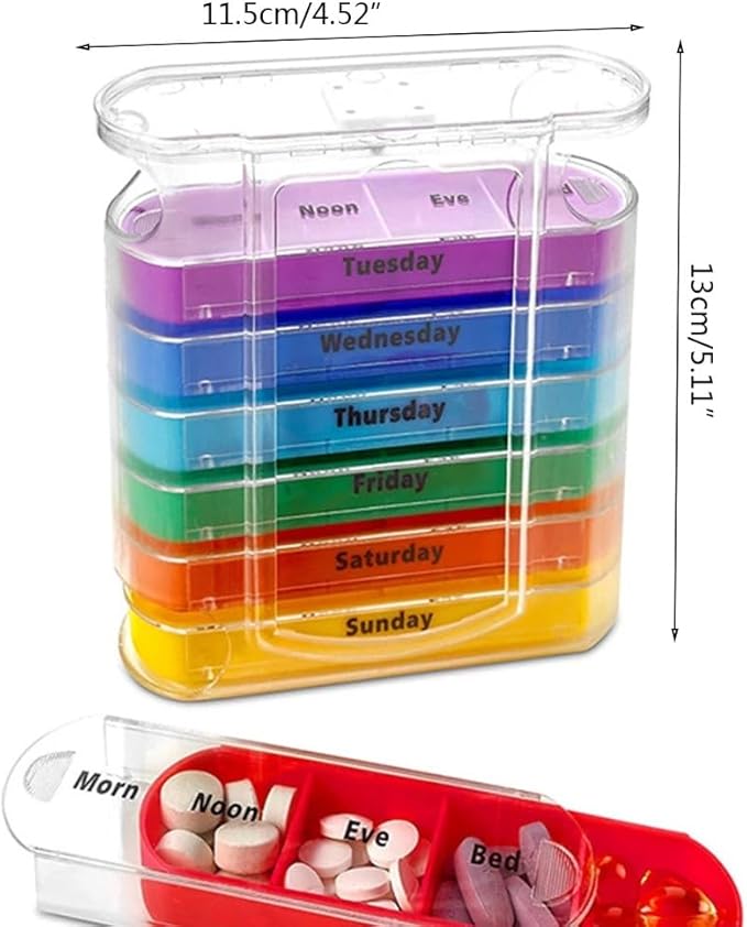 Weekly 7 Day Pill Organizer, Travel Pill Box, Pill case, Medicine Organizer, Pill Container, Pillbox 7 Day, Pill Dispenser, Medication Organizer, Pill Organizer Weekly