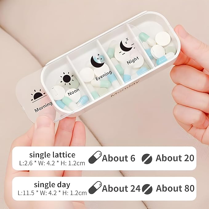 Stackable Daily Pill Organizer, Weekly Pill Organizer, 4 Times a Day, Weekly AM/PM Pill Box with 7 Individual Stacking Cases, a Everyday Medicine Organizer for Vitamins (Colorful)
