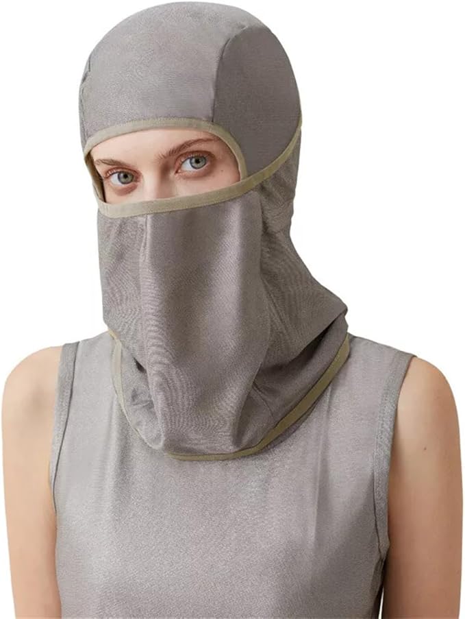 Amradield Pure Silver Fiber Protection Face Mask Faraday Silver Protection Multifunctional Wrap, Hat, Head Scarf, Face Covering Integrated Type Blocking 4G 5G, WiFi, Cellular, Bluetooth for All Man
