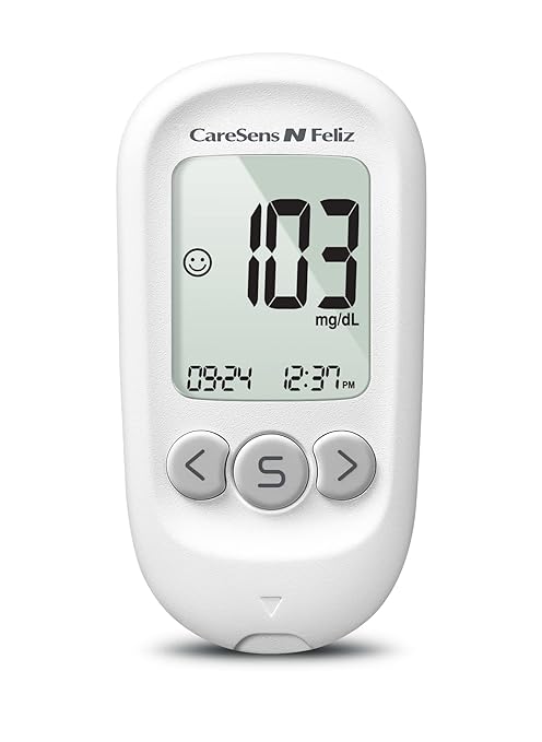 CareSens N Feliz Blood Glucose Monitoring System - Meter Only - 1 Diabetes Blood Glucose Meter, 1 User Guide, 1 Quick Reference guide, 1 Case & 1 CR 2032 Battery