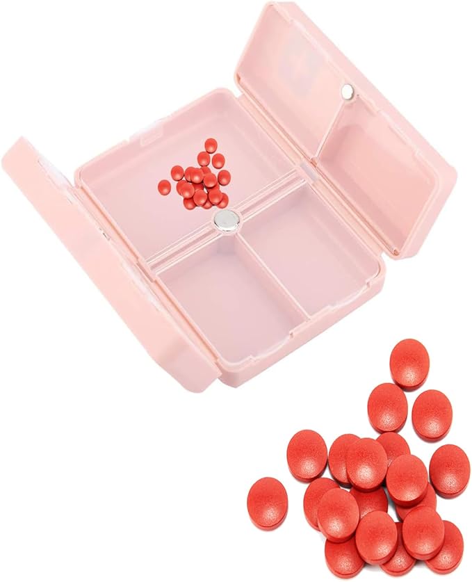 Travel Pill Case for Purse, 7 Compartments Portable Travel Pill Box, Pill Organizer with Unique Magnetic Design Portable Pill Organizer Portables Pocket Pill Box Dispenser Pill Holders for Traveling