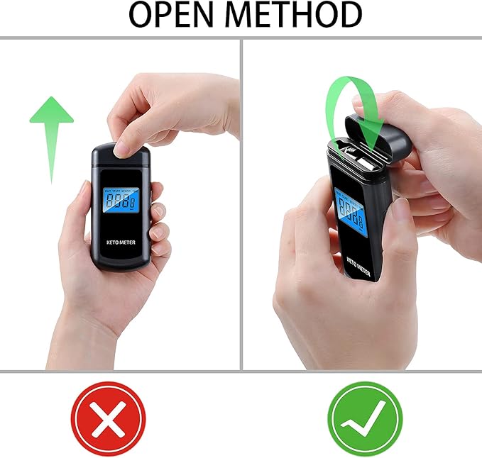 Breath Ketosis Meter Professional-Grade Ketone Breath Tester Portable Rechargeable Ketosis Breath Analyzer for Ketogenic Testing with 10 Reusable Mouthpiece