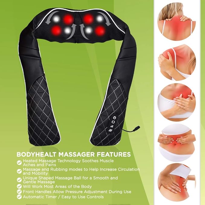 Shiatsu Neck Massager for Pain Relief Deep Tissue with Heat, 3D Kneading Massage Pillow Back Shoulder Massagerfor Body Muscle, Plug-in Use for Home Office Car, Gifts for Mom Dad Him Her