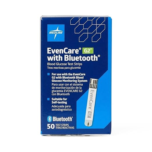Medline EvenCare G2 with Bluetooth Test Strips, Box of 50