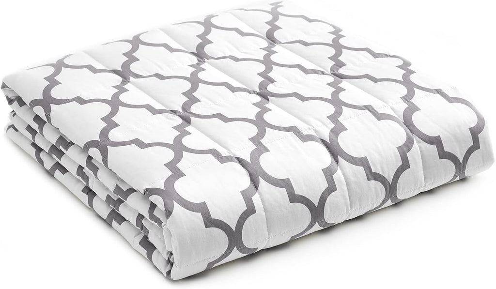 YnM Weighted Blanket,Heavy 100 Percent Oeko-Tex Certified Cotton Material, Bed Blanket for One Person of 140lbs, Ideal for Twin/Full Bed (48x72 Inches, 15 Pounds, Lattice Scroll)